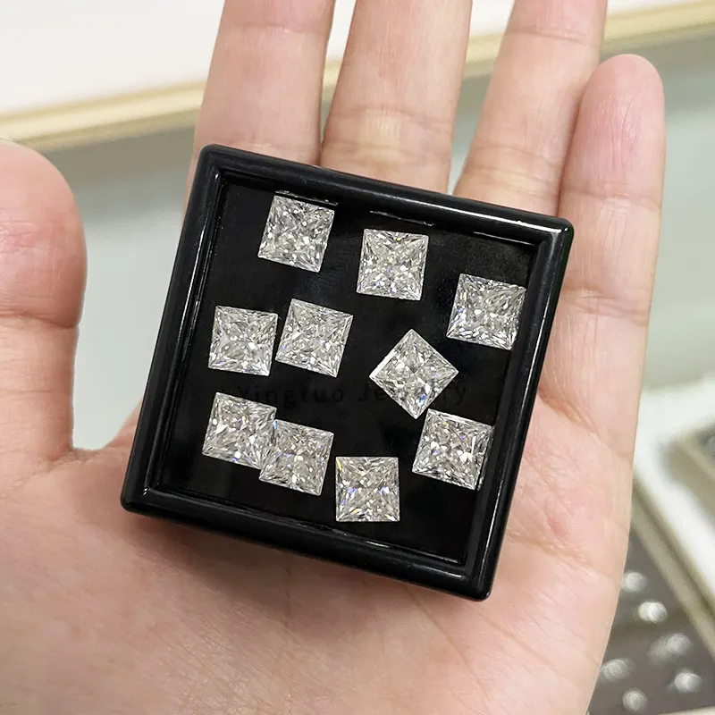 Prezzo diretto di fabbrica Lab creato 1ct Square Princess Cut sciolto produttore all'ingrosso bianco puro Moissanite più economico in vendita