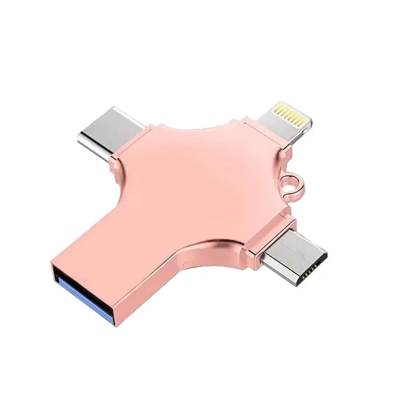 Vendita calda Otg Usb Flash Drive 128GB 256GB 512GB Flash Memory Card 2.0 3.0 Usb Memory Stick 4 In 1usb Flash Drive