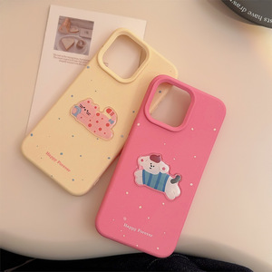 かわいい犬のカートンパターンのiPhone 15 14 13 12用1.5mm厚TPU耐衝撃電話カバーケース
