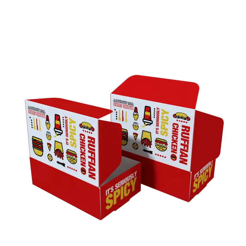 Fastfood Kartonnen Gebakken Kip Verpakkingsdozen Opvouwbaar Wegnemen Papieren Doos Met Aangepast Logo