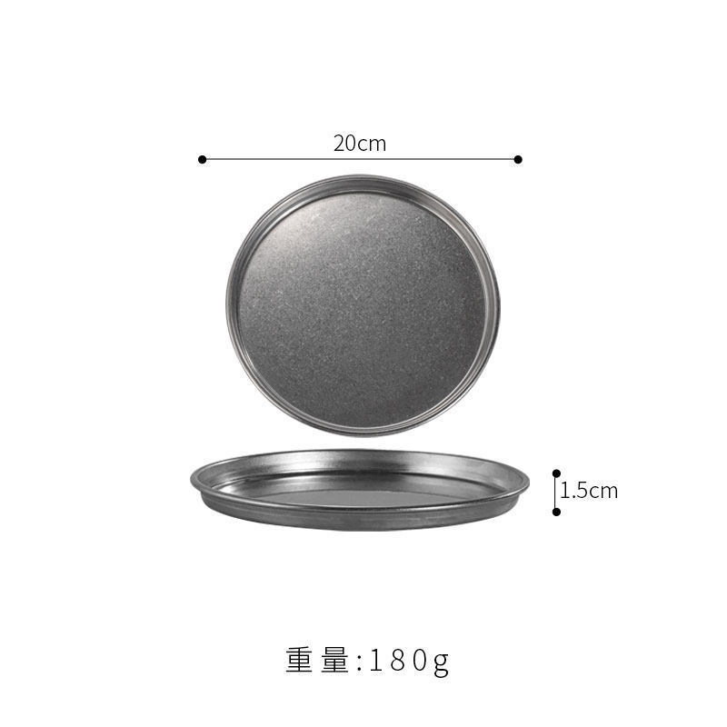 20cm flat-bottomed round shallow plate (vintage distressed finish)