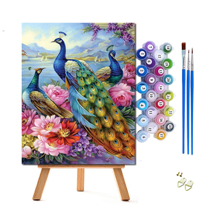 40x50cm大人の初心者の色動物DIYデジタル絵画セット孔雀油絵ペイント数字で - Product Image 1