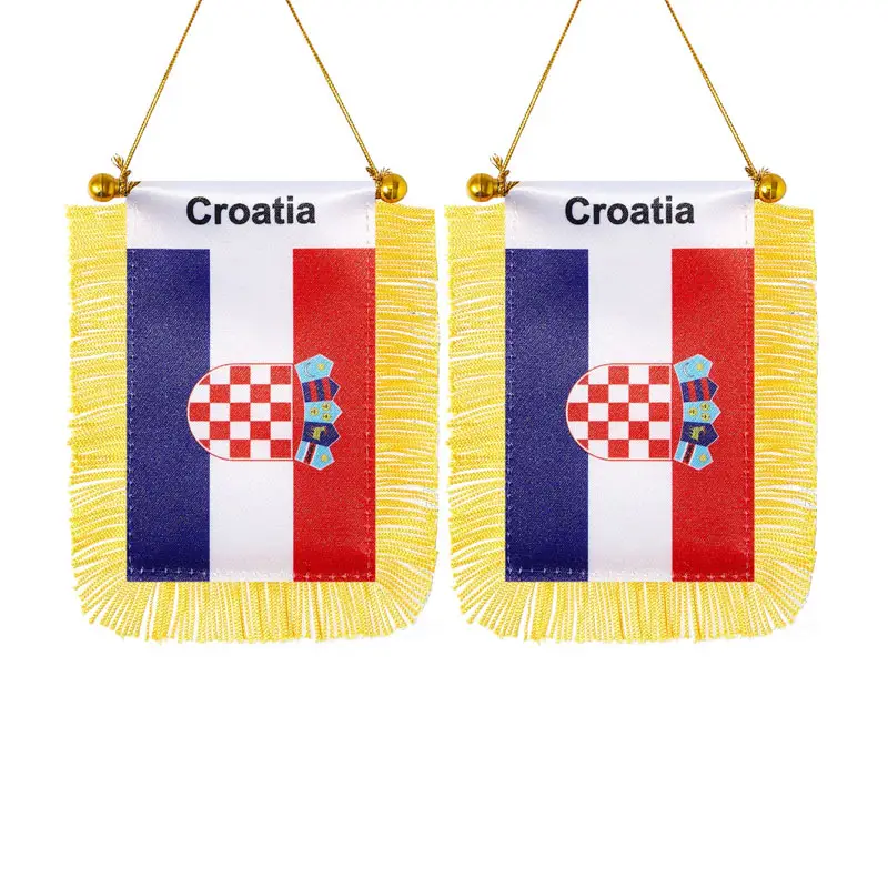 Bandiera promozionale della finestra della croazia Mini bandiera croata dell'automobile della bandiera con il palo della nappa della tazza di aspirazione della decorazione dello specchietto retrovisore