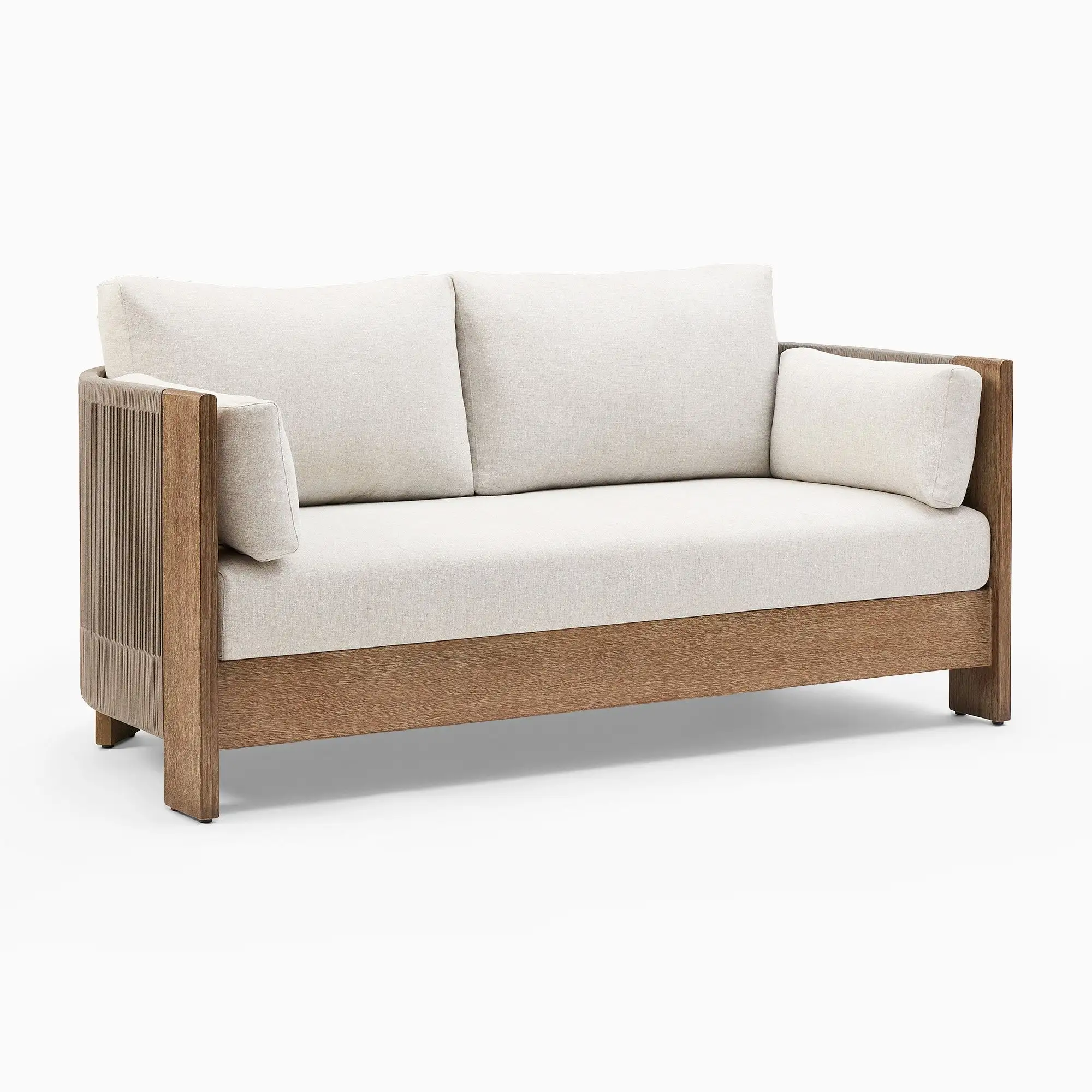 Cadeira de sofá portuária durável e confortável, produto de móveis premium de teca e corda originalmente artesanal da Indonésia