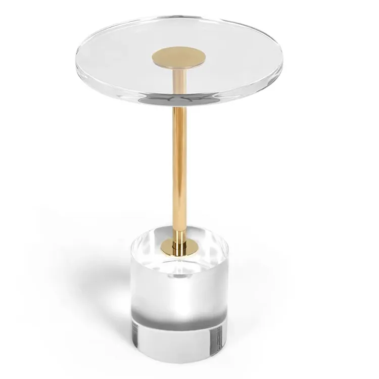 Mobili moderni europei moderni personalizzati tavolino da caffè in acciaio oro lato rotondo acrilico 1 pezzo personalizzato Logo soggiorno mobili