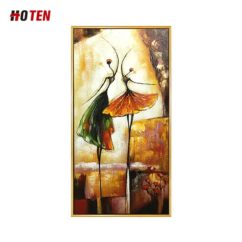 Bailarinas de Ballet de Arte pintadas a mano pinturas al óleo abstractas contemporáneas sobre lienzo arte de pared listo para colgar para decoración del hogar 100%