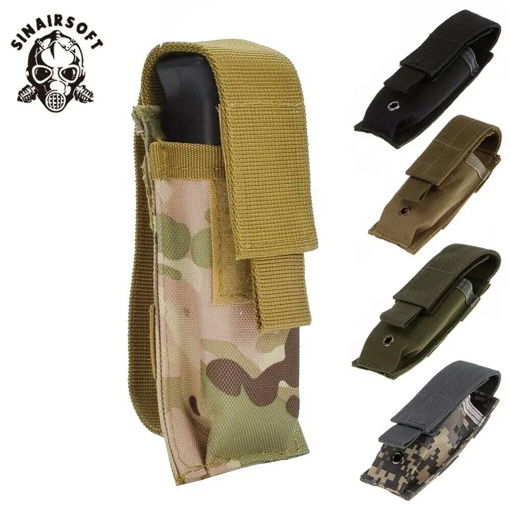 9MM Tactical Magazine Pouch EDC Flashlight Holder MOLLE Gun Holster Nylon Belt Double Mag Bag