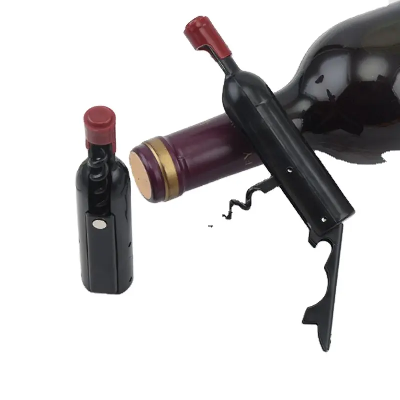 Hxy abridor de garrafa de vinho, abridor de garrafa de vinho em forma de aço inoxidável de plástico personalizado, com ímã para cozinha