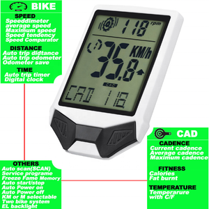 Pantalla grande de 2,5 pulgadas, 2 en 1, velocidad de ciclismo y cadencia, medidor de potencia de ordenador de bicicleta para gimnasio al aire libre, ciclismo - Product Image 2