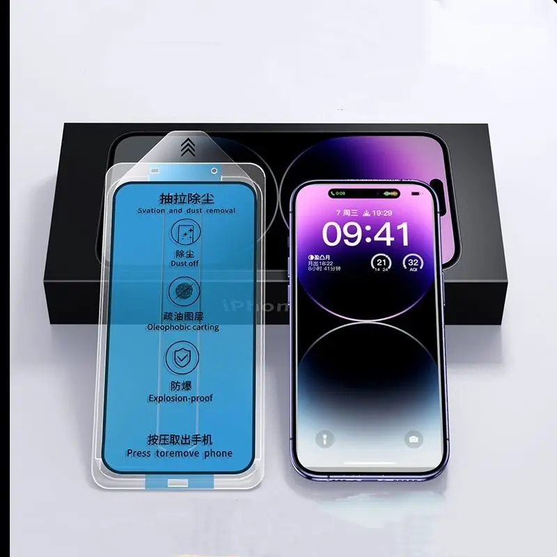 Pelindung Layar Kaca Mudah Dipasang Kit Alat Pelindung Bingkai untuk Iphone 14 Plus 14 Pro Max 13 12 11 X Pelindung Layar Mini