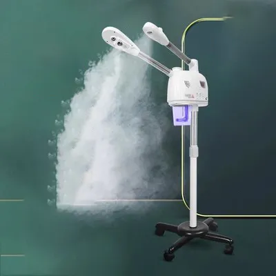 Toptan profesyonel 2 in 1 püskürtme yüz buhar makinesi büyütme lambası ile cilt nemlendirme Salon kullanımı için güzellik