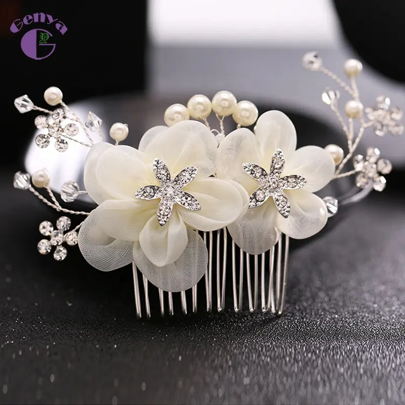 GENYA Fashion European Design Leaf Crystal Wedding Hair Accessories Women Luxury Rhinestone Bridal Hair Combs 2024