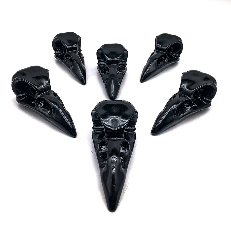 Prix usine vente sculpture en gros Nautrral cristal obsidienne corbeau oiseau guérison cristal artisanat corbeau pour la décoration de la maison