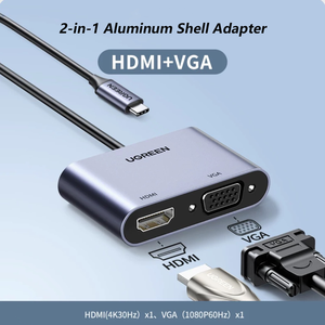 UGREEN USB C至HDMI-and-VGA适配器2合1多功能集线器C型至HDMI-VGA转换器铝壳设计 - Product Image 2