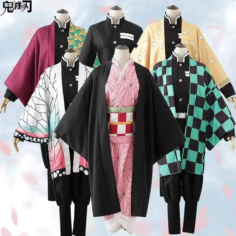 Disfraz de Demon Slayer para hombre y mujer, conjunto de Kimono, Kimetsu No Yaiba Tanjirou Kamado Nezuko, gran oferta