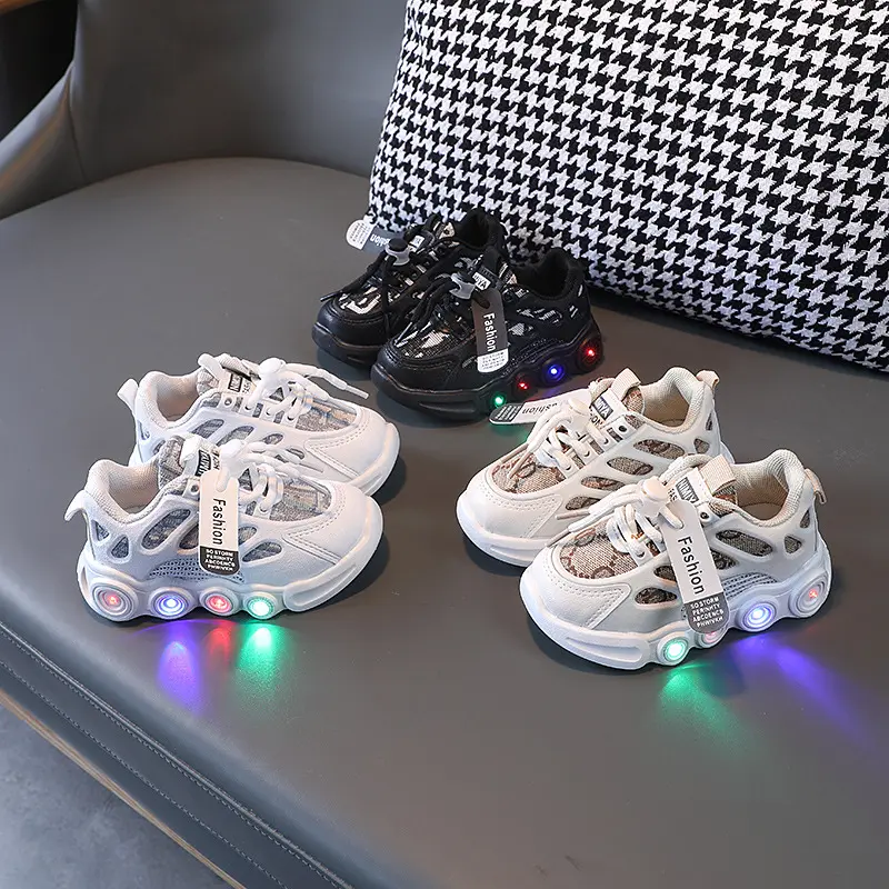 Autumn new LED light webbing fabric breathable light-emitting children's casual sports shoes