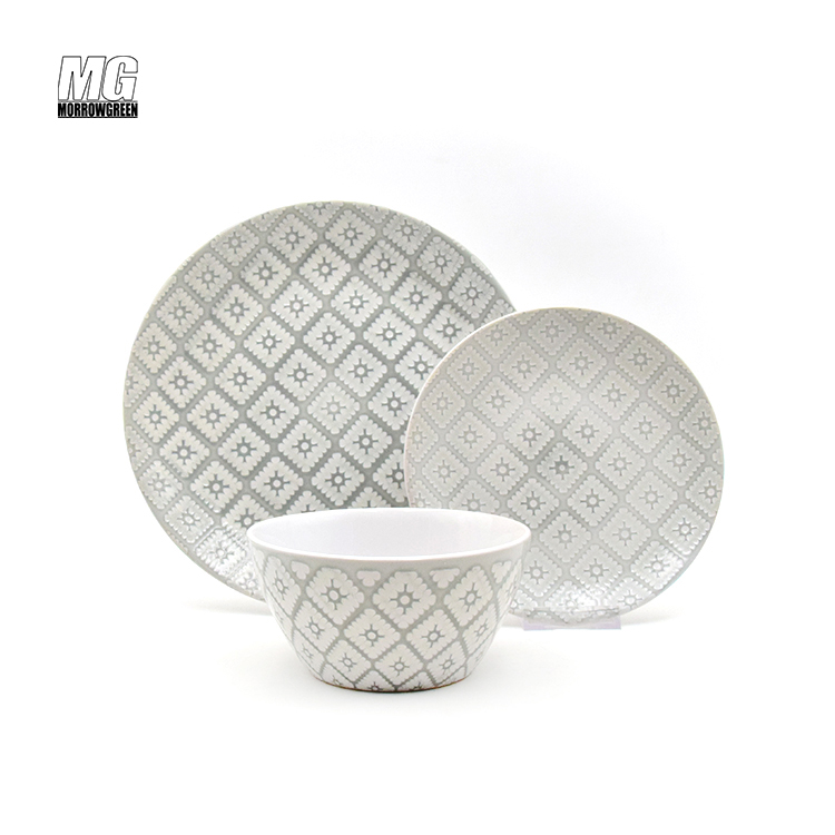 luxury tableware juego de vajillas porcelana silk screen pad printing kitchen dinnerset 16 pcs dinnerware ceramic dinner set