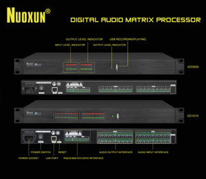 Processore a matrice 8-in-8-out con interfaccia RS232 + RS485 GPIO e registrazione USB