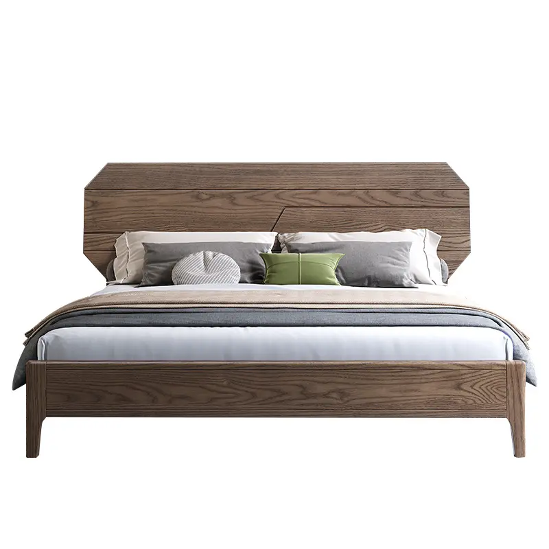 Cama de madera de lujo Sala de estar Muebles para el hogar Muebles de dormitorio Panel Cama de madera cómoda