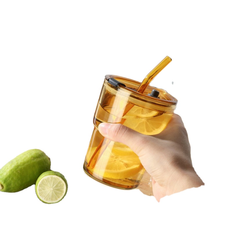 Boîte de couleur avec couvercle transparent à bande verticale, étui en cuir avec paille