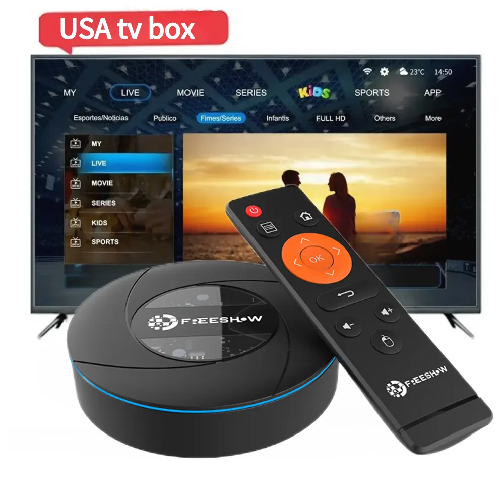 USA Free Show TV Box Android Smart Multi lingua Media Player nuovo 4K Global VOD 5G Wifi Set-top Box verificato fornitore di fabbrica