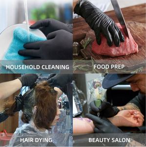 Guantes de nitrilo desechables negros XL không thấm nước Y antideslizantes de 4 mil adecuados Para tatuajes Y limpieza alimentaria - Product Image 3
