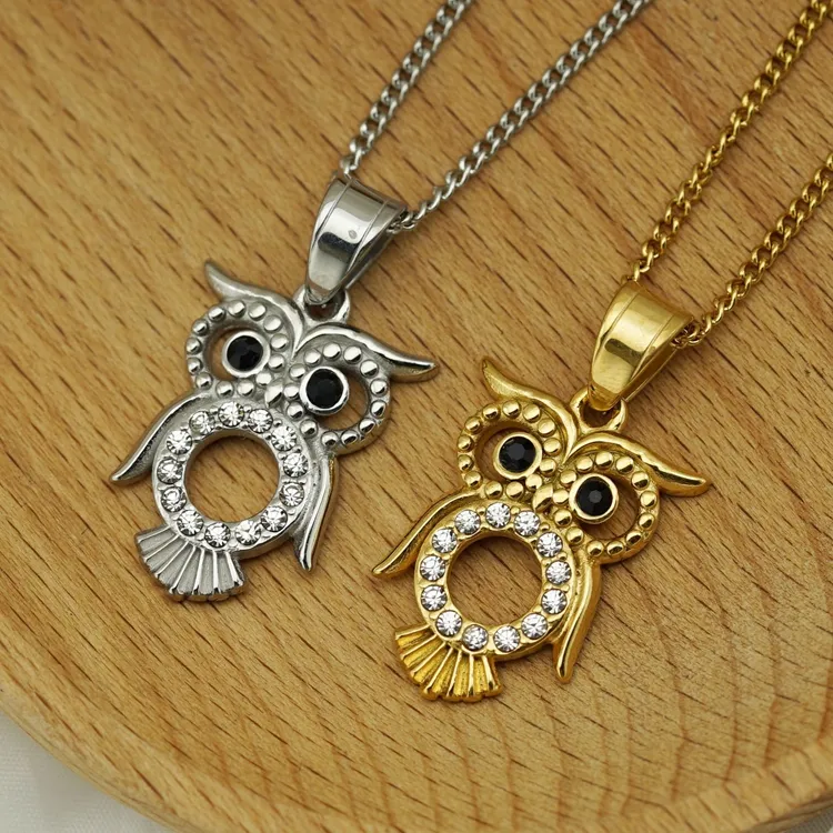 2024 Wholesale Valentines Gift Fashion Animal Pendant for Women Fine Owl and Moon Stainless Steel Jewelry Necklaces