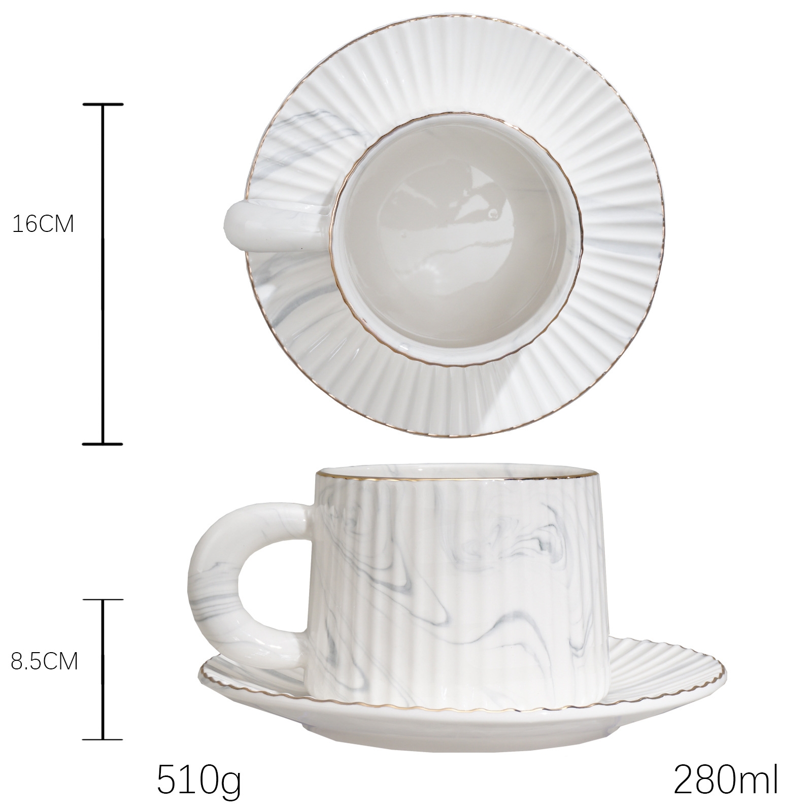 marble white cup+saucer