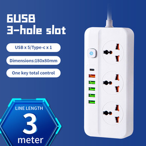 <strong>Multi</strong>-<strong>function</strong> Hole <strong>Socket</strong> 3-position Power <strong>Socket</strong> Board <strong>with</strong> <strong>USB</strong> and Type-c Europe United Kingdom Universal Plug Board