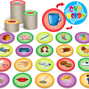 Пользовательские CVC Word Memory чтение Логопедия обучающие игрушки для дошкольного обучения мероприятия круговые флэш-карты - Product Image 6
