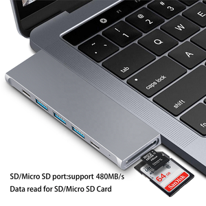 OEM便携式扩展坞8合2 USB C集线器适配器，适用于Macbook Thunderbolt 3铝分路器智能usb-c集线器 - Product Image 3