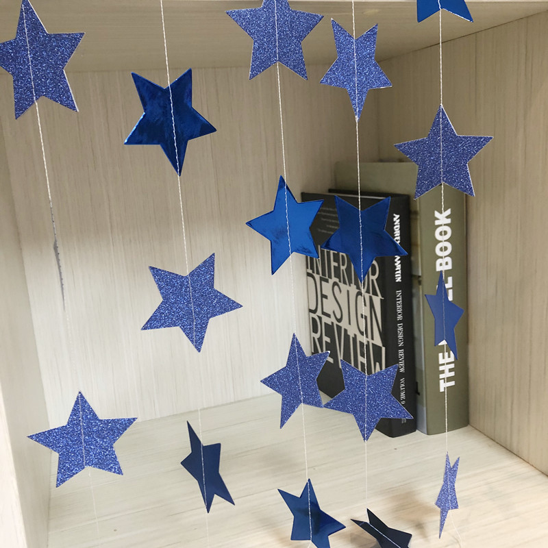 colorful Deep blue glitter stars deep blue
