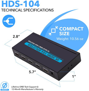 Suministro directo de fábrica 4K @ 60Hz para HDMI 4K 1,4 V 1x4 Video Splitter 18Gbps 2 vías 1 entrada 4 salida divisores y convertidores