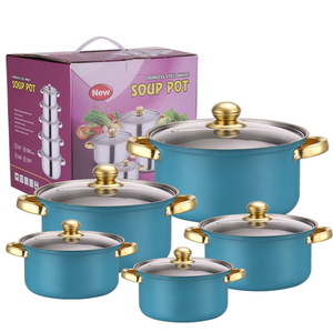 Bán hàng nóng 10 cái thép không gỉ <span class=keywords><strong>Cookware</strong></span> Set không dính chậu Pan soong súp nồi đồ dùng nhà bếp nấu ăn nồi - Product Image 3