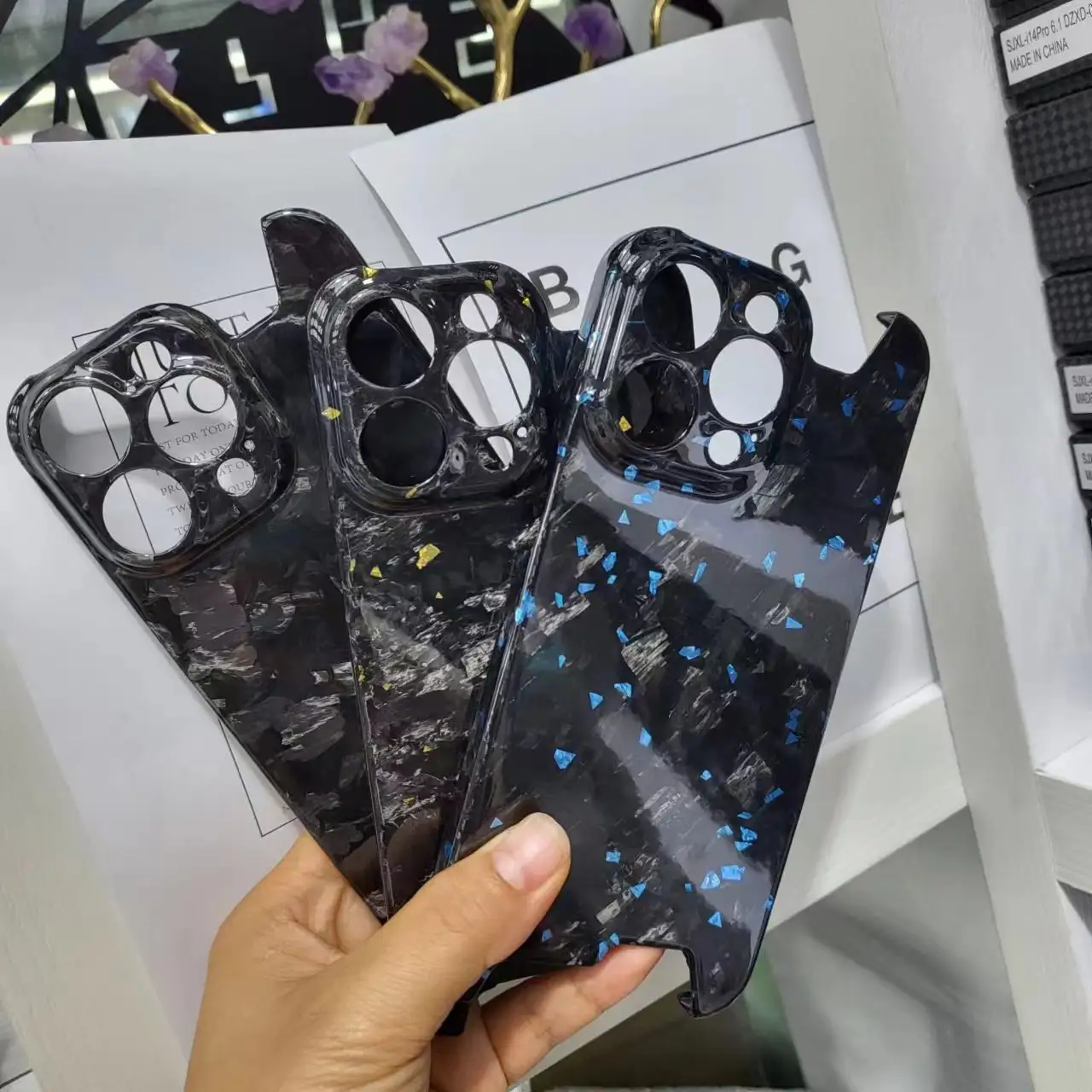 YTF-Carbon per Iphone lente di lusso di protezione in fibra di carbonio cover rigida antiurto posteriore per iPhone15 Pro Max case