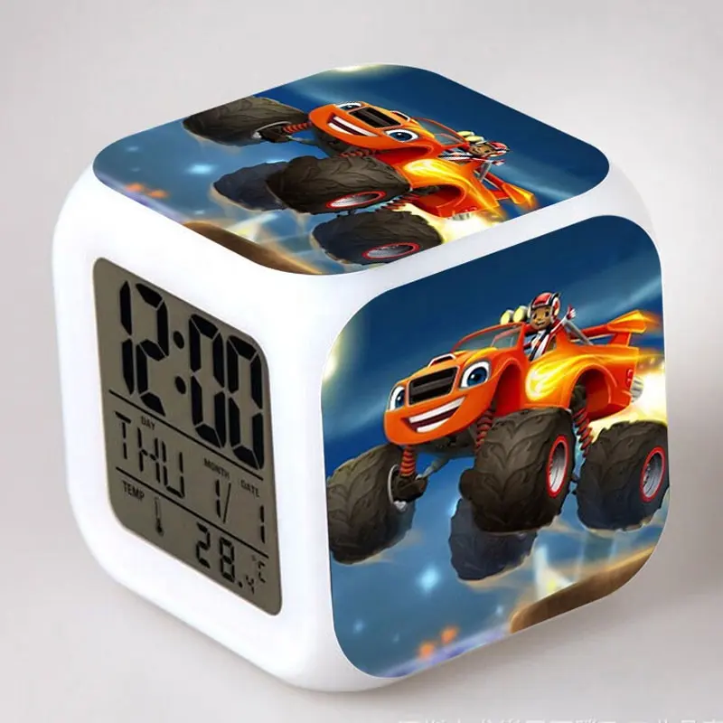Jam Tangan Bercahaya Plastik Baru LED Jam Alarm Digital Blaze And The Monster Machines Reloj Despertador Hadiah Natal Anak-anak