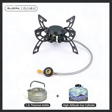 Black + 230g gas canister + 1.2L titanium water bottle