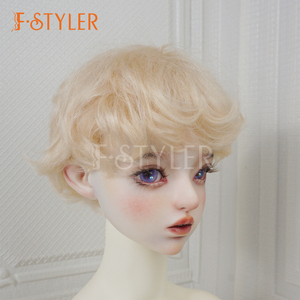 Fstyler วิกผมตุ๊กตาแบบสั้นสำหรับเด็กผู้ชายวิกผมตุ๊กตาผ้าขนแกะแบบพรีเมียมทรงลอนแบบ Boycut BJD ขนาด8-9นิ้วหลากสีปรับแต่งได้ - Product Image 4