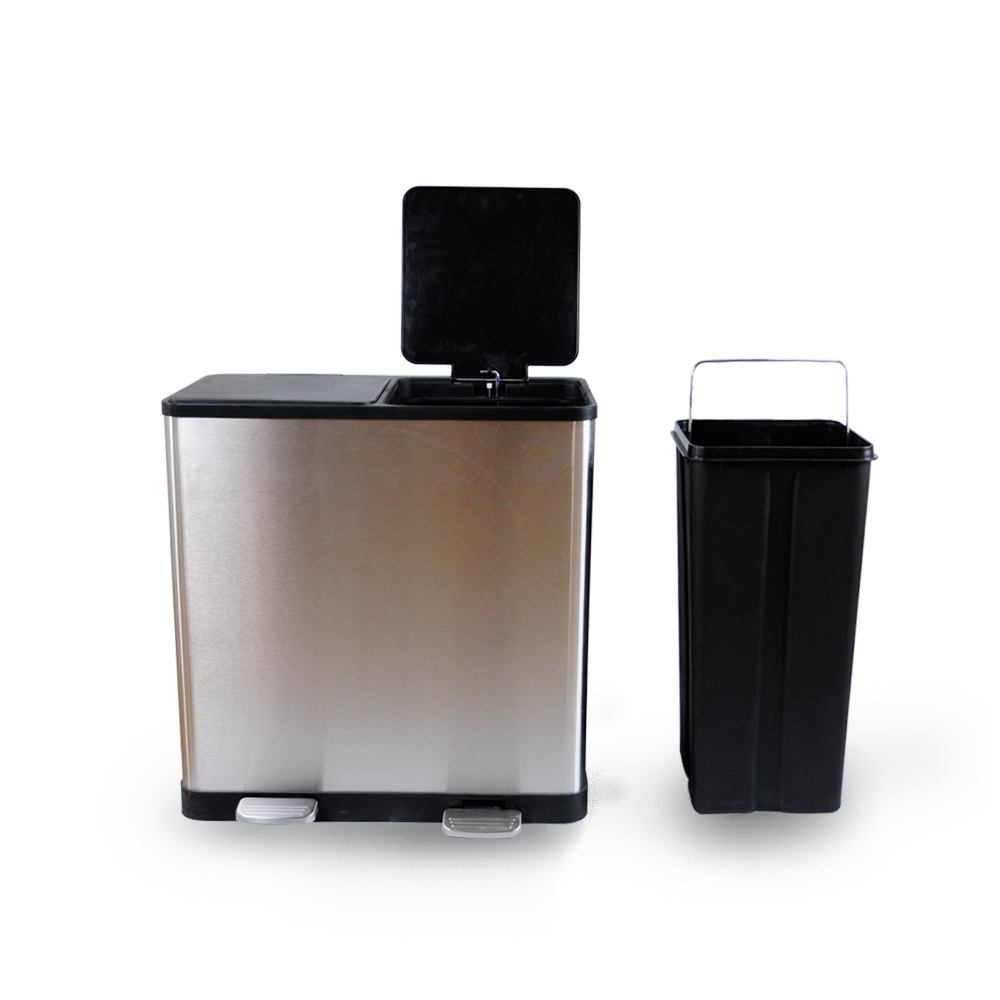 Lid Independent Sorting Stainless Pedal Trash Can Garbage Classification Two Barrels Steel Customized Logo All-season Accepted