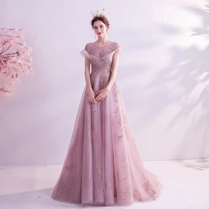 Phụ Nữ Bên Catwalks Hiệu Suất Màu Hồng Thanh Lịch Dài Evening Prom Dresses Cộng Với Kích Thước - Product Image 4