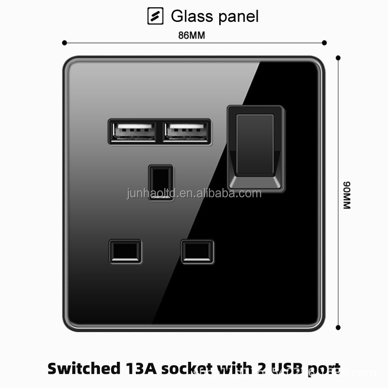Presa singola UK 13A con 2 USB