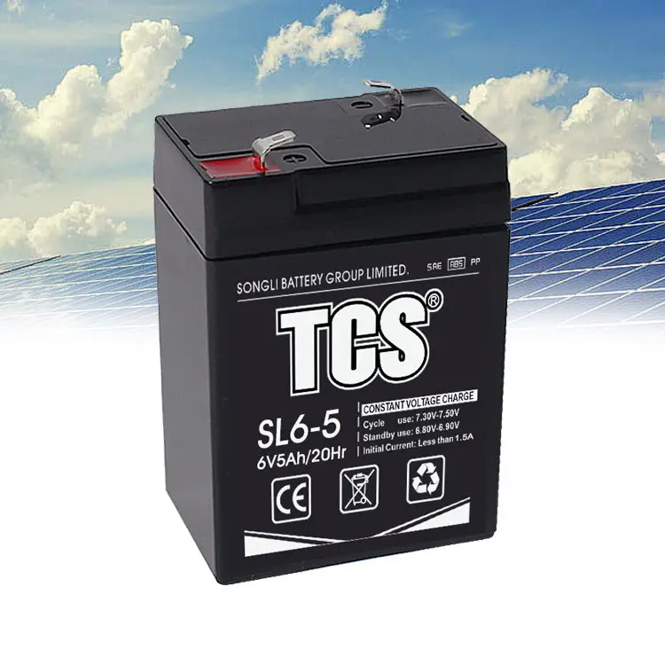 TCS เก็บพลังงานแสงอาทิตย์ agm vrla 20hr แบตเตอรี่ตะกั่วกรดแบบชาร์จไฟได้ 6v 5ah สําหรับ ups