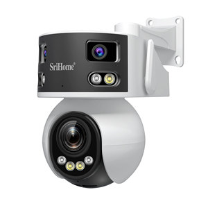 8MP 3เลนส์มุมกว้างพิเศษเชื่อมต่อกับกล้องวงจรปิดกล้อง IP มุมมองแบบพาโนรามา180 ° ซูม10x PTZ - Product Image 1