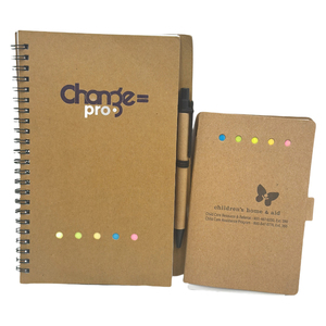 Bloc de notas Kraft con logotipo personalizado con bolígrafo, notas adhesivas, cuaderno Eco Kraft, blocs de notas impresos personalizados con bolígrafo - Product Image 3