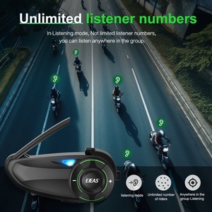 EJEAS Q8 Full Duplex Sistema impermeable bluetooth MESH intercomunicador de motocicleta 1000m largo camino inalámbrico headph para casco de motocicleta - Product Image 5