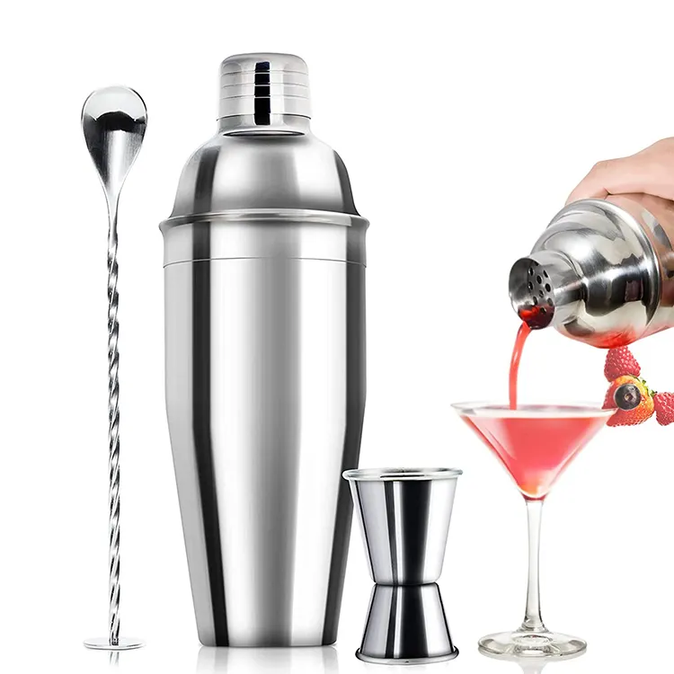 Mini Chai Rượu Vang Trà Nước Trái Cây Mixer Cocktail Shaker Set/Thanh Sang Trọng Set Cocktail Shaker Với Đo Cup Và Jigger