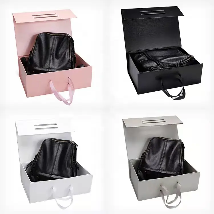 Caja de correo de envío de Peluca de ropa de zapato plegable personalizada de fábrica Cajas de regalo magnéticas de papel de embalaje de cartón de lujo con asa