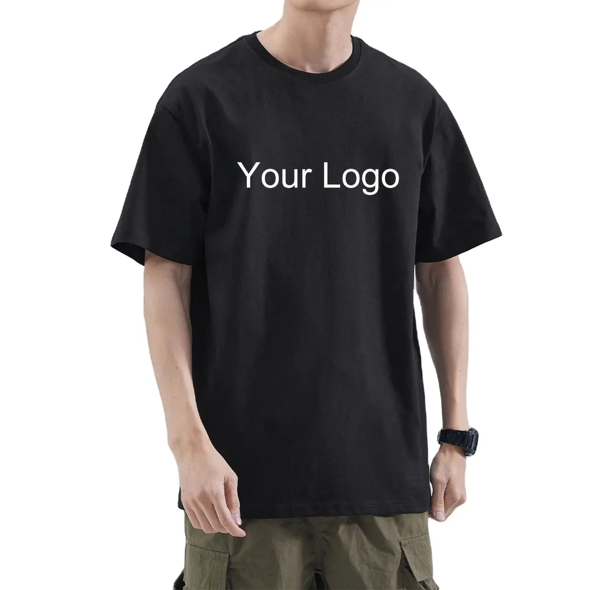 Großhandel Kleidung individuelle Übergröße Herren fallschulter dick 100 % Baumwolle Jungen T-Shirt 2024 Druck Logo T-Shirts