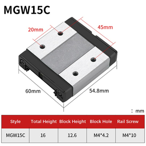 Riel de guía deslizante lineal en miniatura de 300mm + bloque de rodamiento de carro deslizante lineal tipo C MGW15 MGW12 MGW9 MGW7 MGW5 - Product Image 4