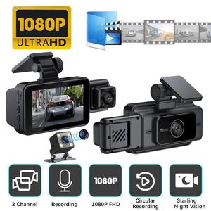 OEM al por mayor Full HD 1080P cámara de salpicadero de coche con tres lentes caja negra grabadora de vídeo WIFI APP función de control en color negro - Product Image 5